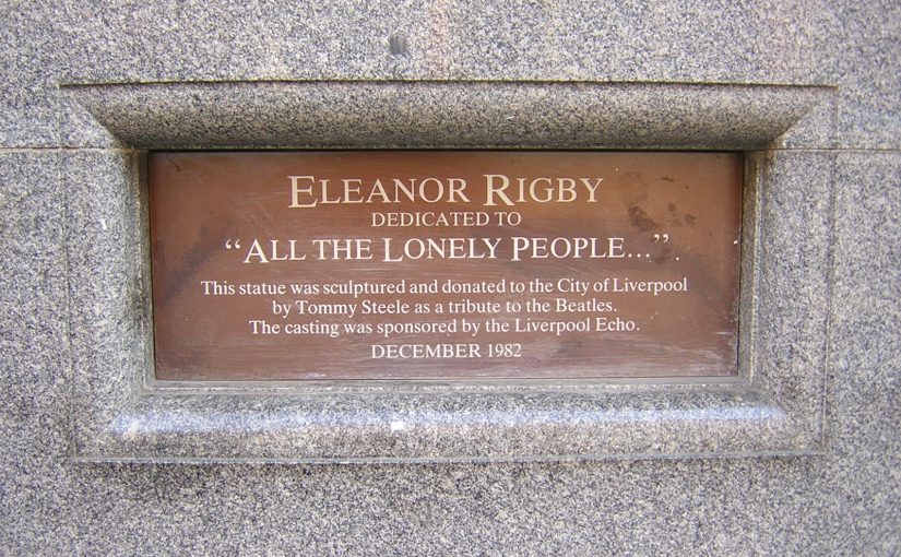 Plaque on the statue of Eleanor Rigby